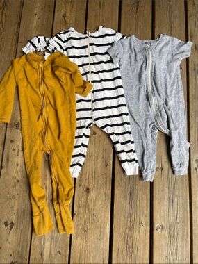 🇨🇦 MINI MIOCHE Organic Cotton 18-24M x3 Sleeper Romper Bundle SUMMER & STORM